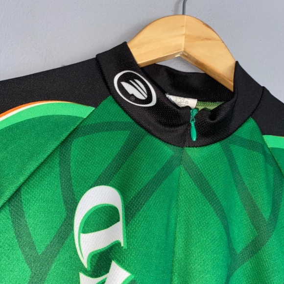 Men's Lg IRELAND Eire Performance Bicycle 2/3 Zip Cycling Jersey Back Pockets - Picture 2 of 13